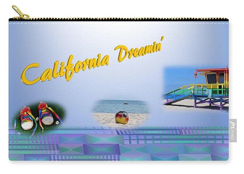 California Zip Pouch featuring the mixed media California Dreaming by Nancy Ayanna Wyatt
