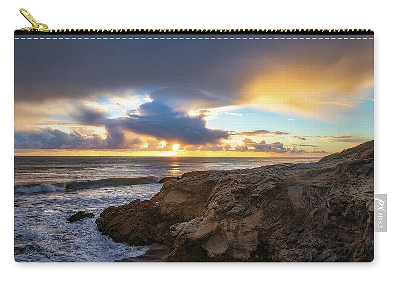 Malibu Zip Pouch featuring the photograph California Sunset after the Storm by Matthew DeGrushe