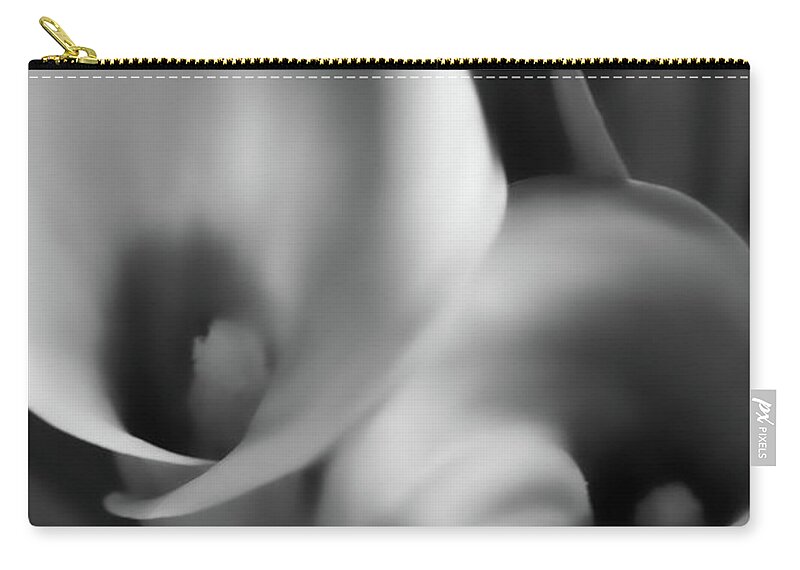 Calla Lilies Zip Pouch featuring the photograph Calla Lilies in Black and White by Sally Bauer