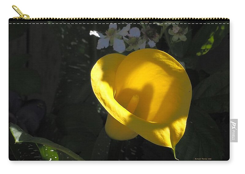 Yellow Zip Pouch featuring the photograph Calla Lily Berry Blossoms by Richard Thomas