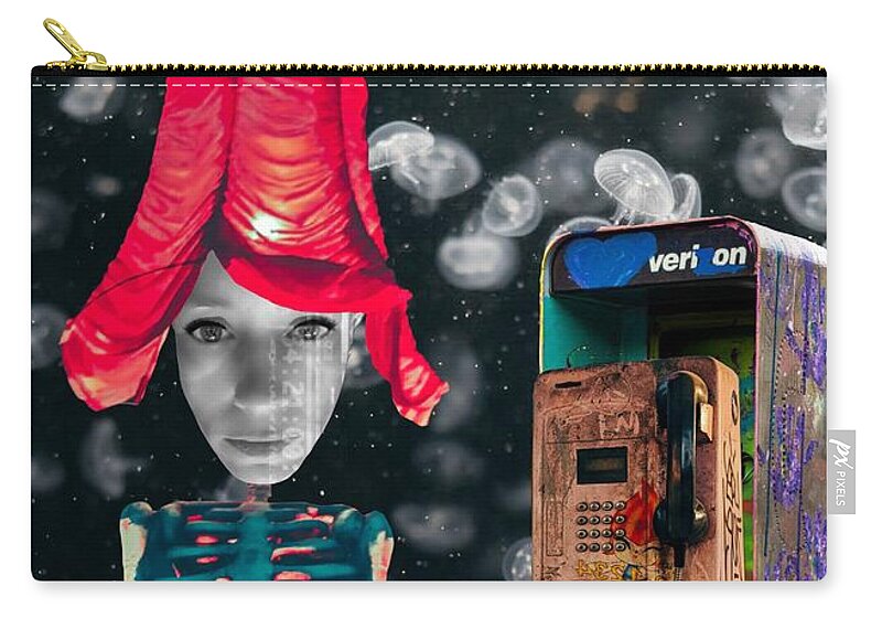 Collage Zip Pouch featuring the digital art Calling the universe by Tanja Leuenberger