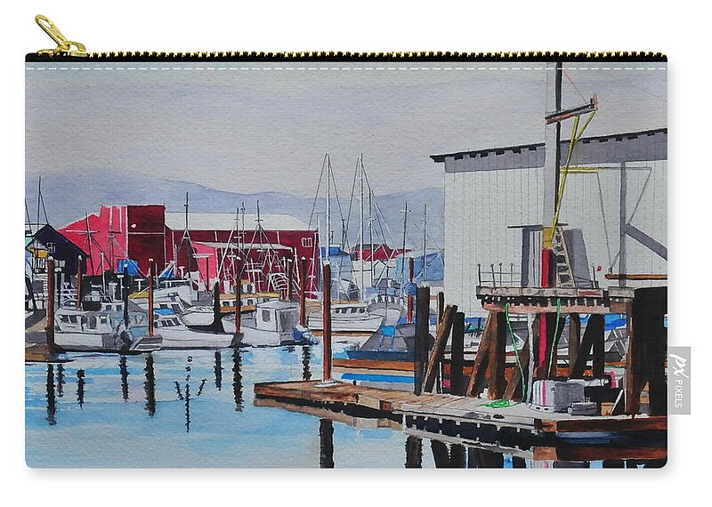 John W Walker Zip Pouch featuring the painting Calm Harbor by John W Walker