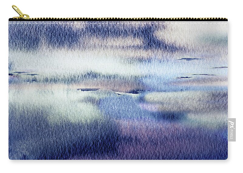 Calm Landscape Zip Pouch featuring the painting Calm Peaceful Meditative Quiet Evening On The Shore Abstract Landscape I by Irina Sztukowski