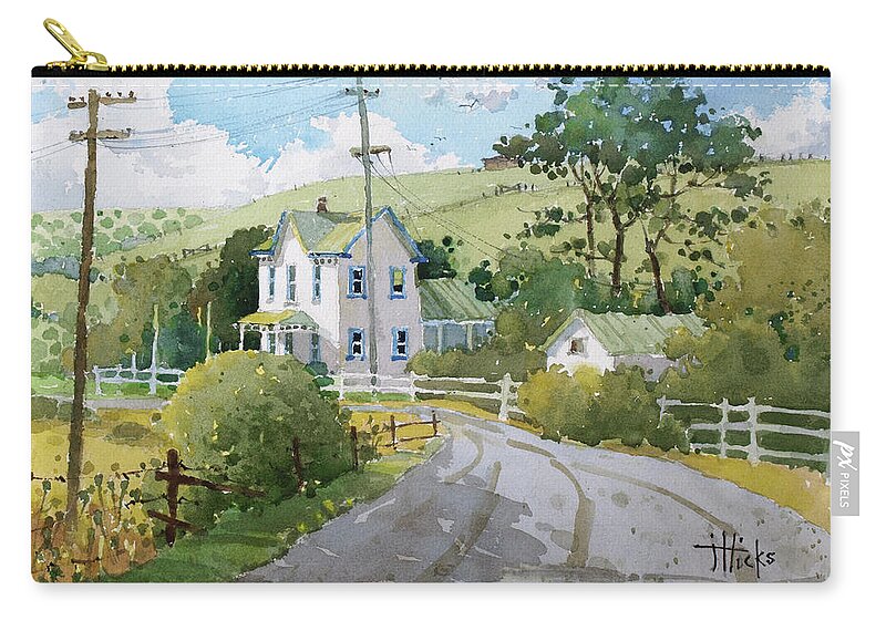 Farm Zip Pouch featuring the painting Cambria Farm Charm by Joyce Hicks