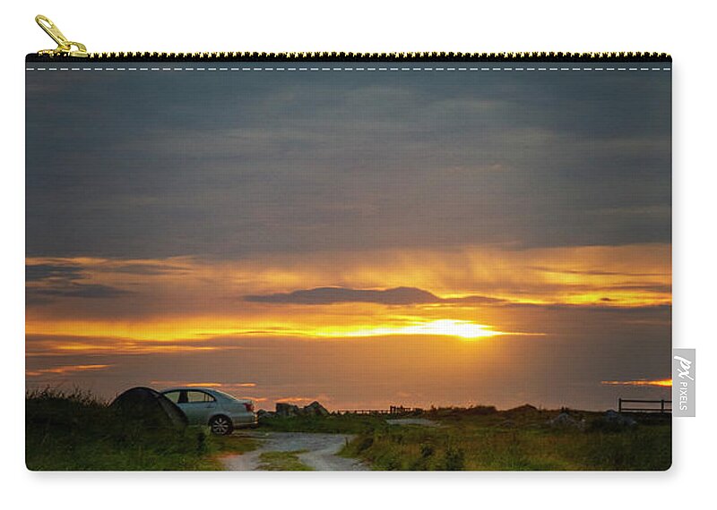 Tent Zip Pouch featuring the photograph Camp in Fenit by Mark Callanan