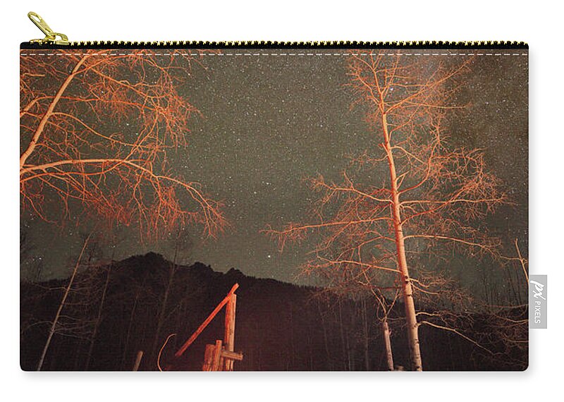 Nightscape Zip Pouch featuring the photograph Campfire Under the Stars by Ivan Franklin