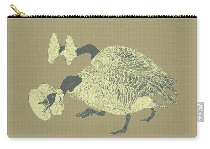 Geese Zip Pouch featuring the drawing Canadian Brass Geese by Jenny Armitage