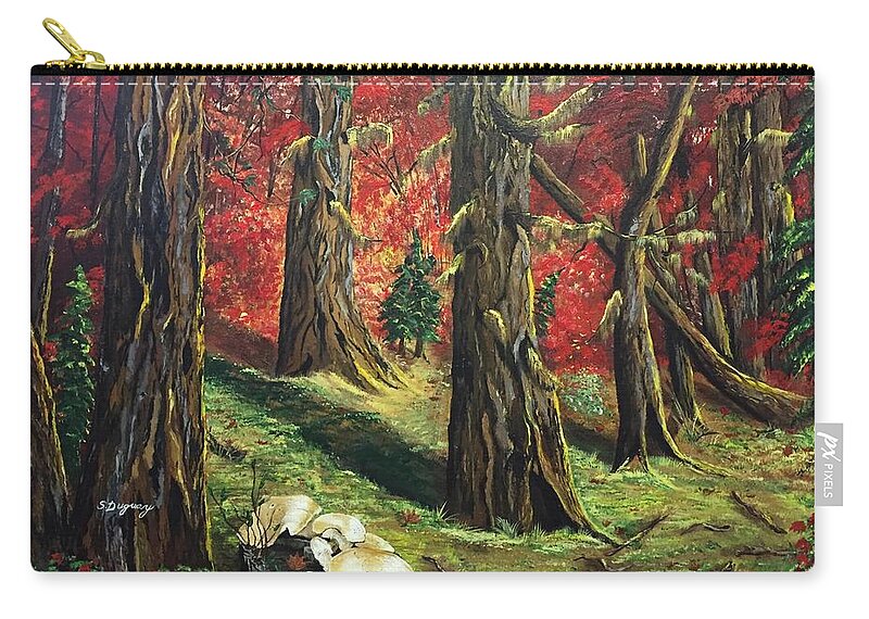 Canada Zip Pouch featuring the painting Canadian White Pine and Red Maple by Sharon Duguay