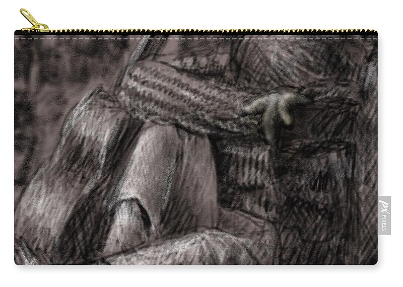Sketch Zip Pouch featuring the drawing Canceled Flight by Larry Whitler