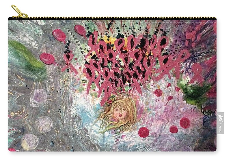 Cancer Zip Pouch featuring the painting Cancer Emotions Struggle by Lynn Raizel Lane