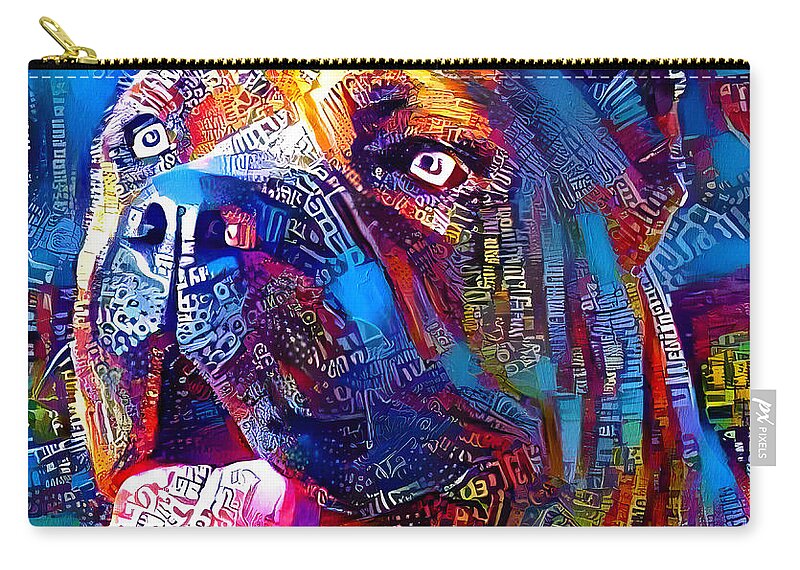 Cane Corso Zip Pouch featuring the digital art Cane Corso head - colorful painting by Nicko Prints