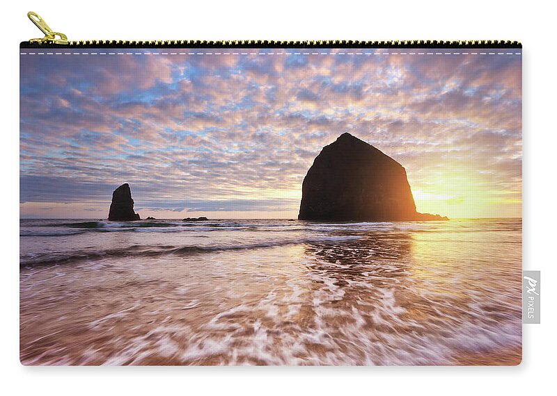 Sunset Zip Pouch featuring the photograph Cannon Beach Sunset Classic by Darren White