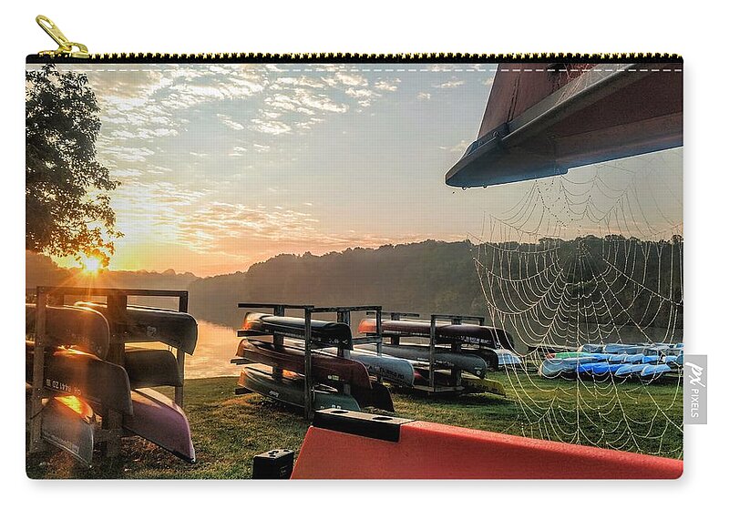  Carry-all Pouch featuring the photograph Canoes and Spiders at Dawn by Brad Nellis