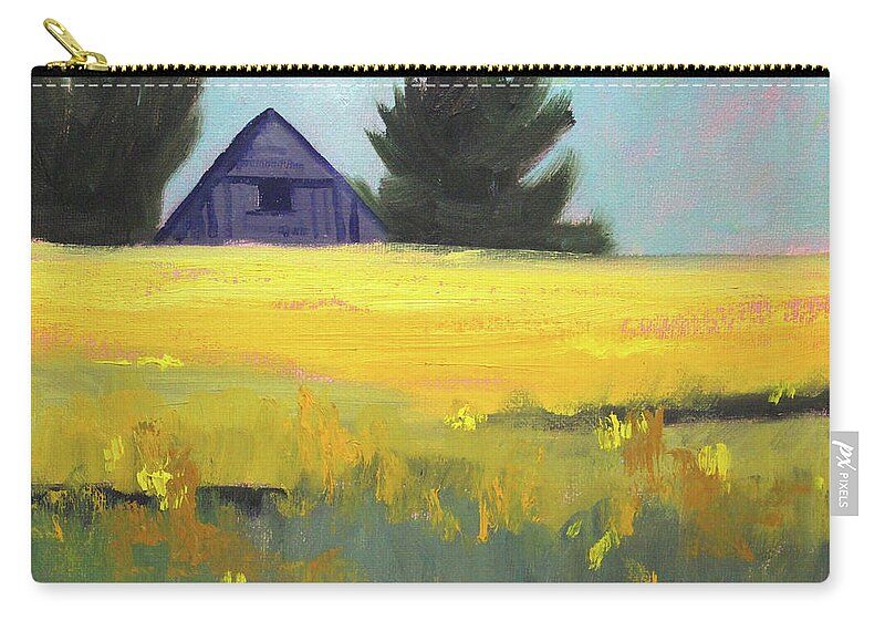 Canola Field Zip Pouch featuring the painting Canola Field by Nancy Merkle