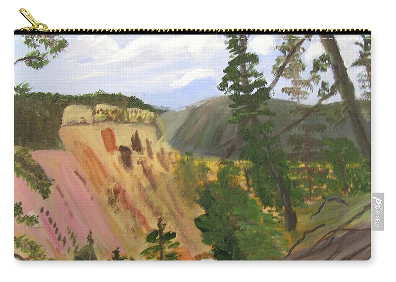 Yellowstone Zip Pouch featuring the painting Canyon Colors2 by Linda Feinberg