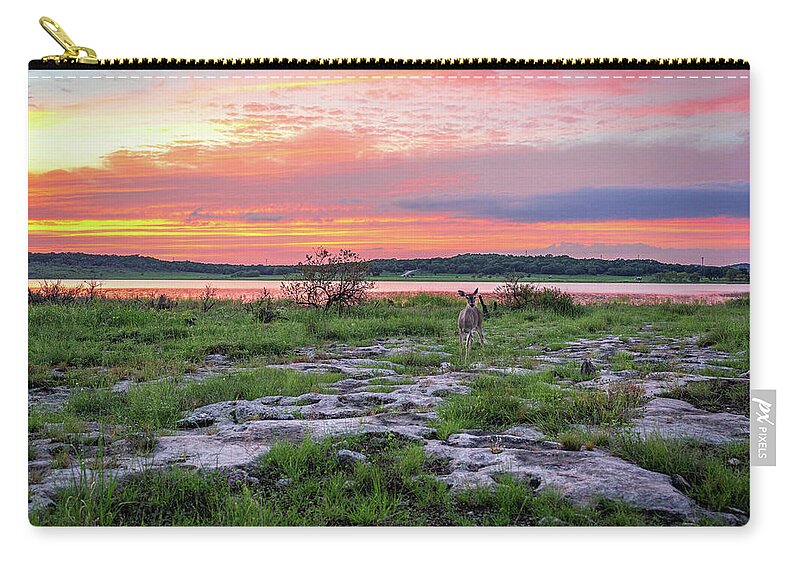 Hill Country Zip Pouch featuring the photograph Canyon Lake Sunset by Erin K Images