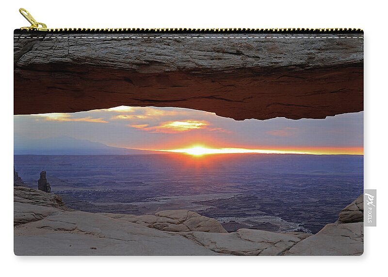 Canyonlands National Park Carry-all Pouch featuring the photograph Canyonlands National Park -Sunrise from Mesa Arch by Richard Krebs