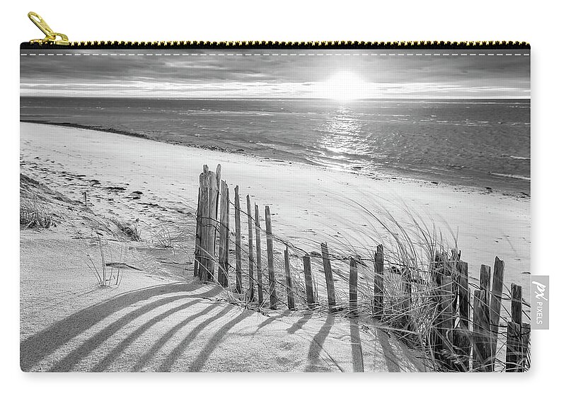 Cape Cod Beach Fence Zip Pouch featuring the photograph Cape Cod Beach Fence by Darius Aniunas