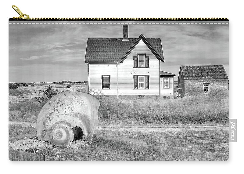 Cape Cod House Zip Pouch featuring the photograph Cape Cod House Black and white photography by Darius Aniunas