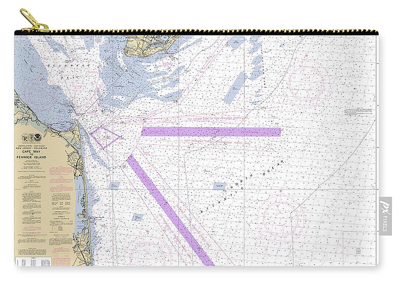 Cape May To Fenwick Island Zip Pouch featuring the digital art Cape May to Fenwick Island, NOAA Chart 12214 by Nautical Chartworks