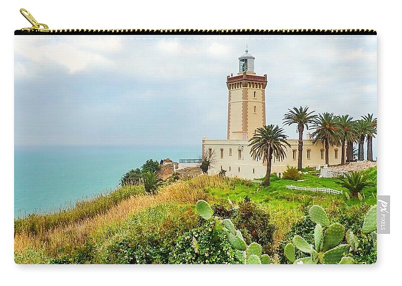 Lighthouse Zip Pouch featuring the photograph Cape Spartel Lighthouse Tangier, Morocco by Rebecca Herranen