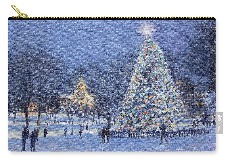 Boston Zip Pouch featuring the painting Capital Twilight Selfies by Candace Lovely
