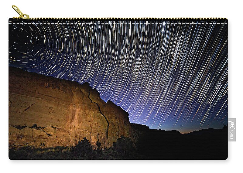 Startrail Carry-all Pouch featuring the photograph Capitol Reef Star Trail by Wesley Aston