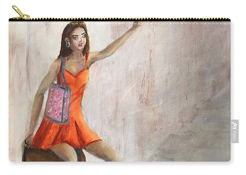 Captivating Zip Pouch featuring the painting Captivating Lady #5 by Deborah Naves