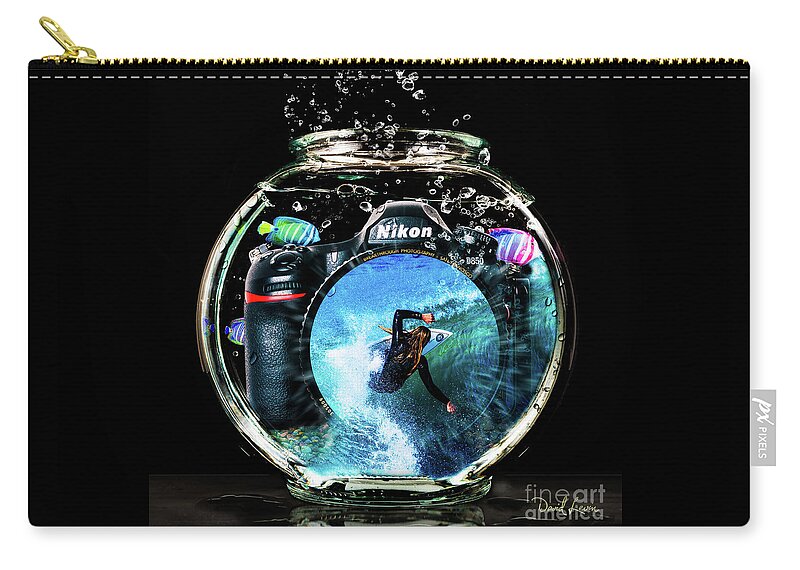 Breakthrough Photography Zip Pouch featuring the photograph Captured and Preserved in Camera and Fishbowl by David Levin