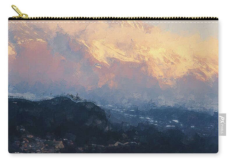 Landscape Of Italy Zip Pouch featuring the painting Caramanico, Italian Landscape - 02 by AM FineArtPrints