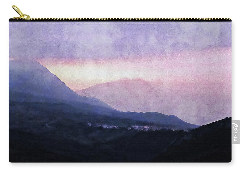 Landscape Of Italy Zip Pouch featuring the painting Caramanico, Italian Landscape - 04 by AM FineArtPrints