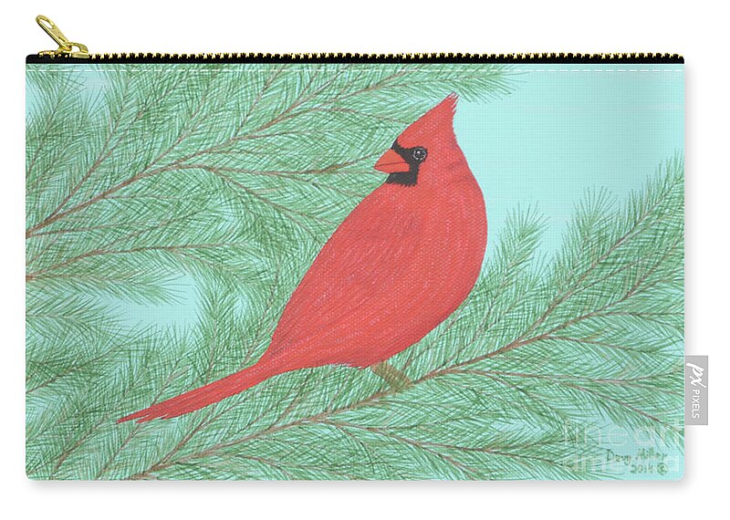 Cardinal Zip Pouch featuring the painting Cardinal 2 by Doug Miller