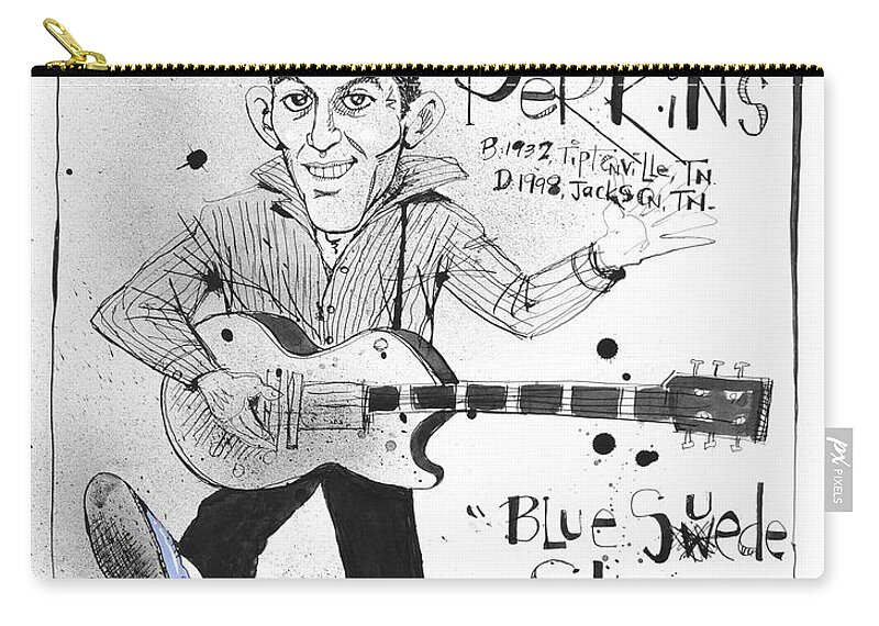  Carry-all Pouch featuring the drawing Carl Perkins by Phil Mckenney