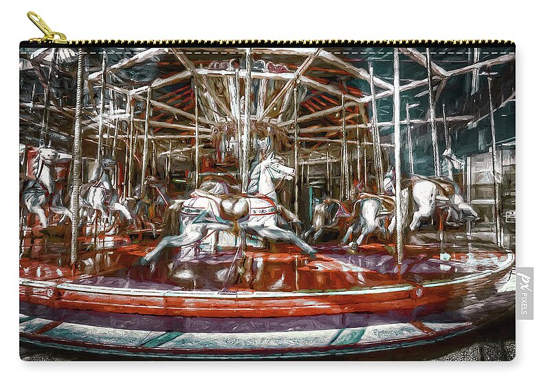 Merry-go-round Zip Pouch featuring the digital art Carousel Of Time by Wayne Sherriff