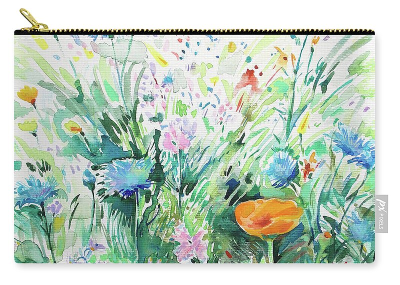 Summer Flowers Zip Pouch featuring the painting Carpet of flowers by Katya Atanasova