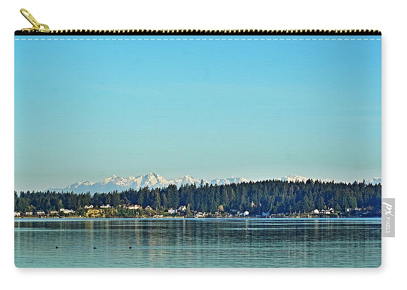 Salish Sea Zip Pouch featuring the photograph Carr Inlet by Bill TALICH