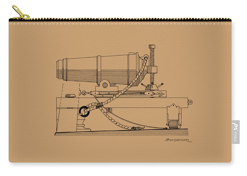 Sailing Vessels Zip Pouch featuring the drawing Carronade by Panagiotis Mastrantonis