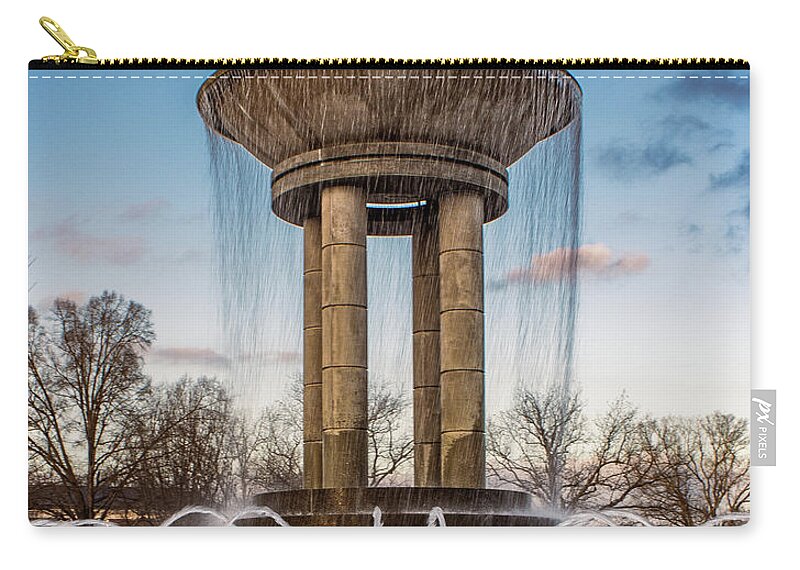Fountain Zip Pouch featuring the photograph Cary Fountain by Rick Nelson