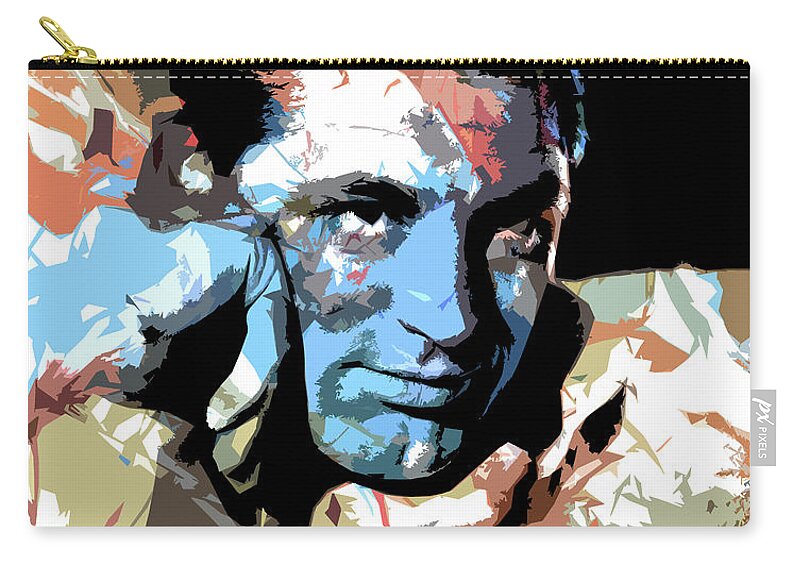 Cary Grant Zip Pouch featuring the digital art Cary Grant - 2 psychedelic portrait by Movie World Posters