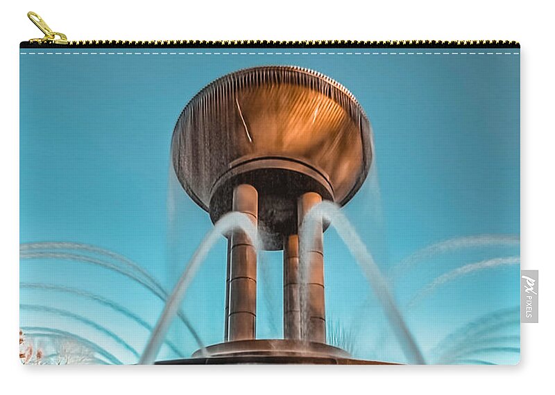 Cary Zip Pouch featuring the photograph Cary Water Fountain by Rick Nelson