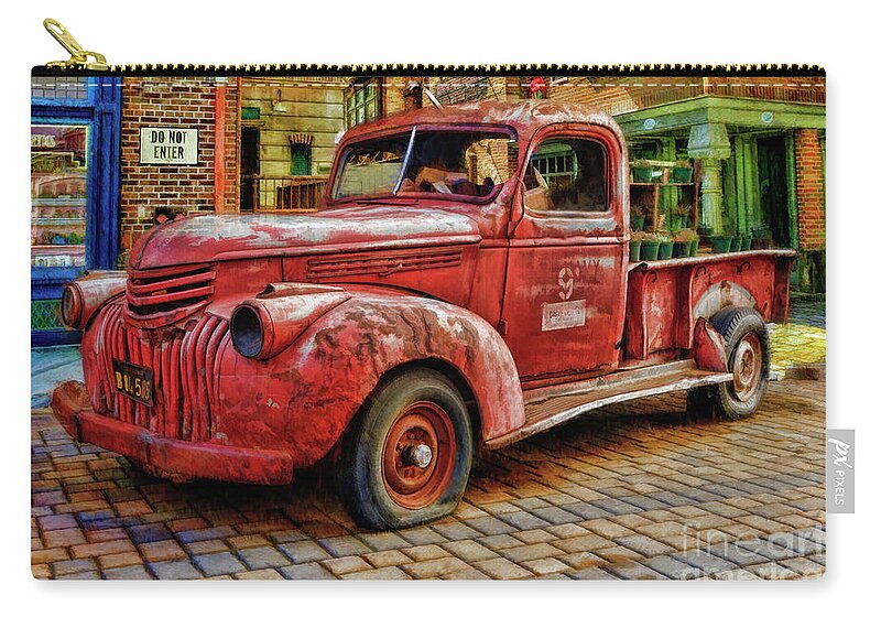 Truck Zip Pouch featuring the photograph Casa de Fruta 1940 Red Pickup by Blake Richards