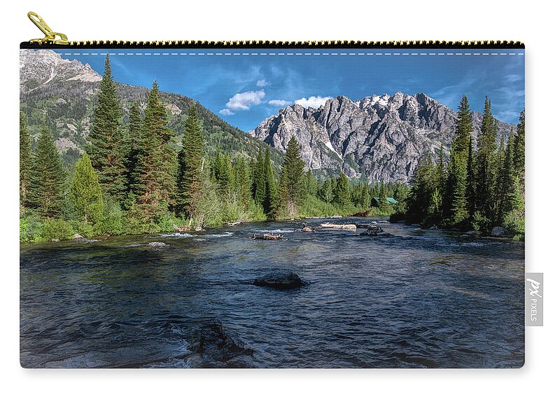 Wyoming Zip Pouch featuring the photograph Cascade Creek, Grand Tetons National Park by Marcy Wielfaert