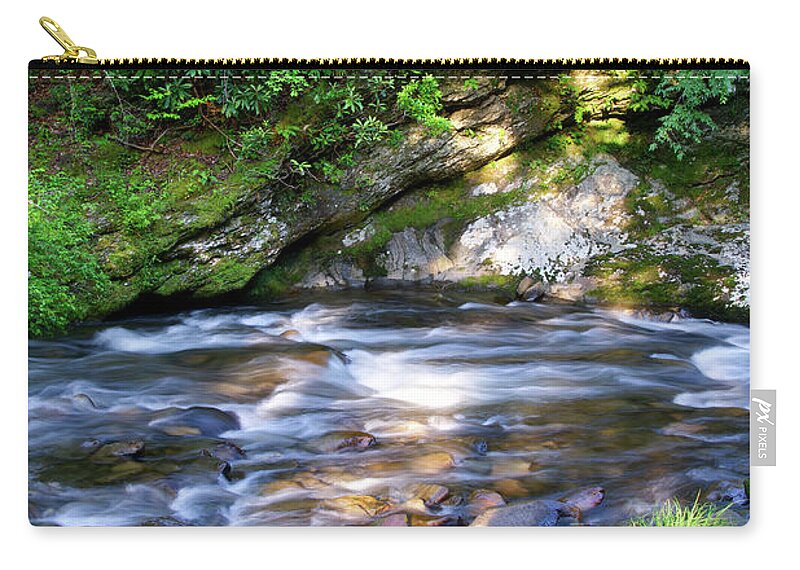 Smoky Mountains Zip Pouch featuring the photograph Cascades On Little River 5 by Phil Perkins