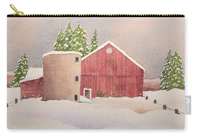 Barn Zip Pouch featuring the painting Cassburn Scene by Mary Ellen Mueller Legault