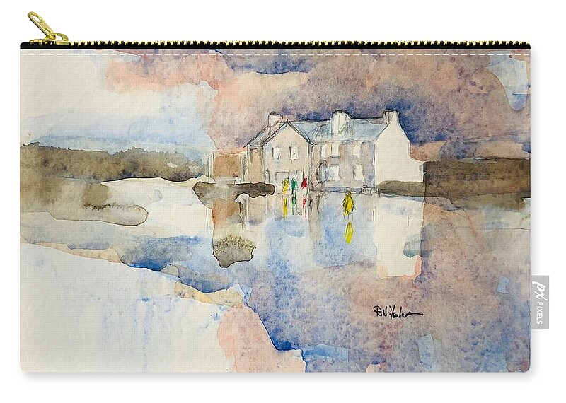 Cassidy's Pub Zip Pouch featuring the painting Cassidy's Pub in Carron by Robert Yonke