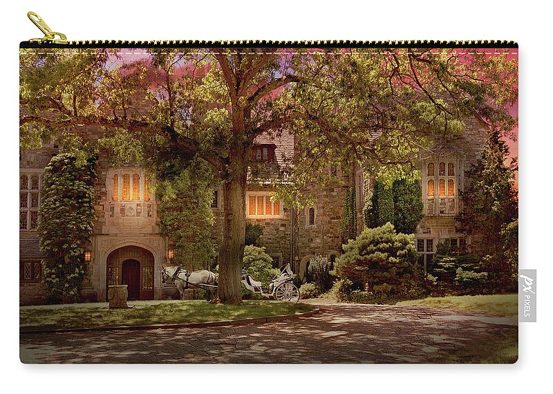 Manor Zip Pouch featuring the photograph Castle - A Night at the Grand Manor by Mike Savad