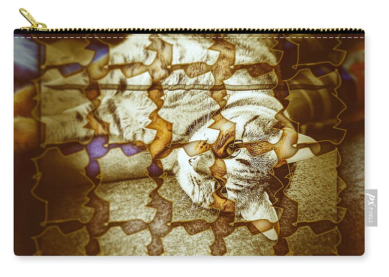 Abstract Carry-all Pouch featuring the digital art Cat 1 by Marko Sabotin