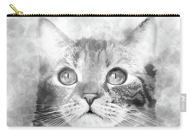 Cat Zip Pouch featuring the digital art Cat 664 by artist Lucie Dumas by Lucie Dumas