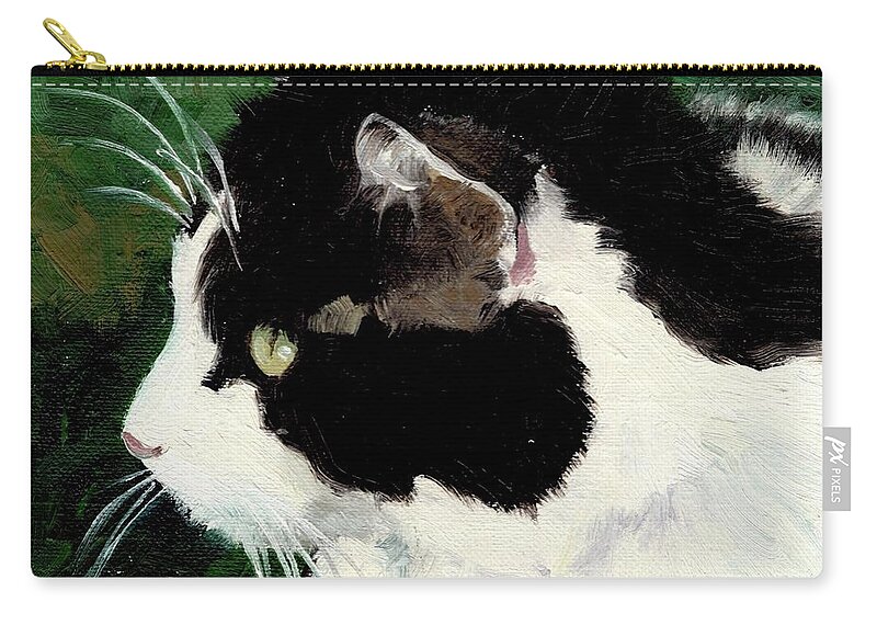 Cat Zip Pouch featuring the painting Cat Scan by Alice Leggett