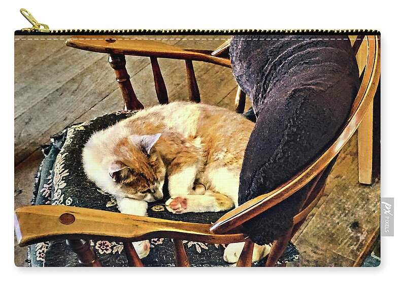 Cat Zip Pouch featuring the photograph Cat Taking a Nap by Susan Savad